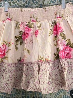 Girls Cream Floral Tiered Skirt Dress